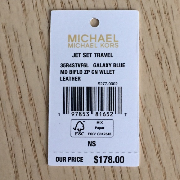 Michael Kors Galaxy Blue Leather Bifold Wallet - Picture 9 of 10